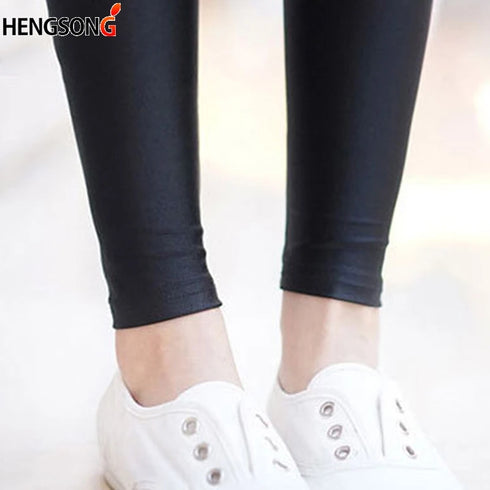 Women Yoga Pant Fitness Leggings Fluorescent Color Elastic Glossy Black Sport Leggings